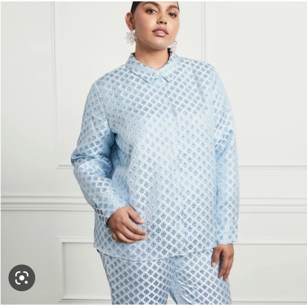 Hill House Home Snowflake Brocade James Shirt and Pant Set: Shirt L // Pants XL